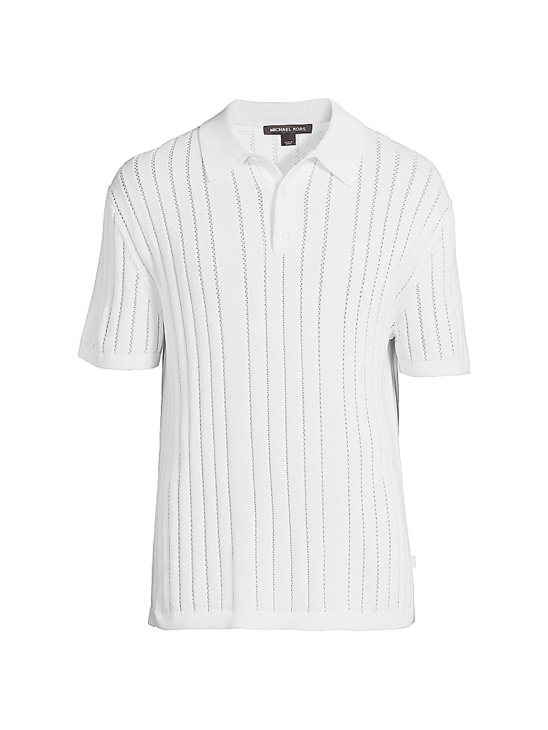 Pointelle Knit Polo Shirt