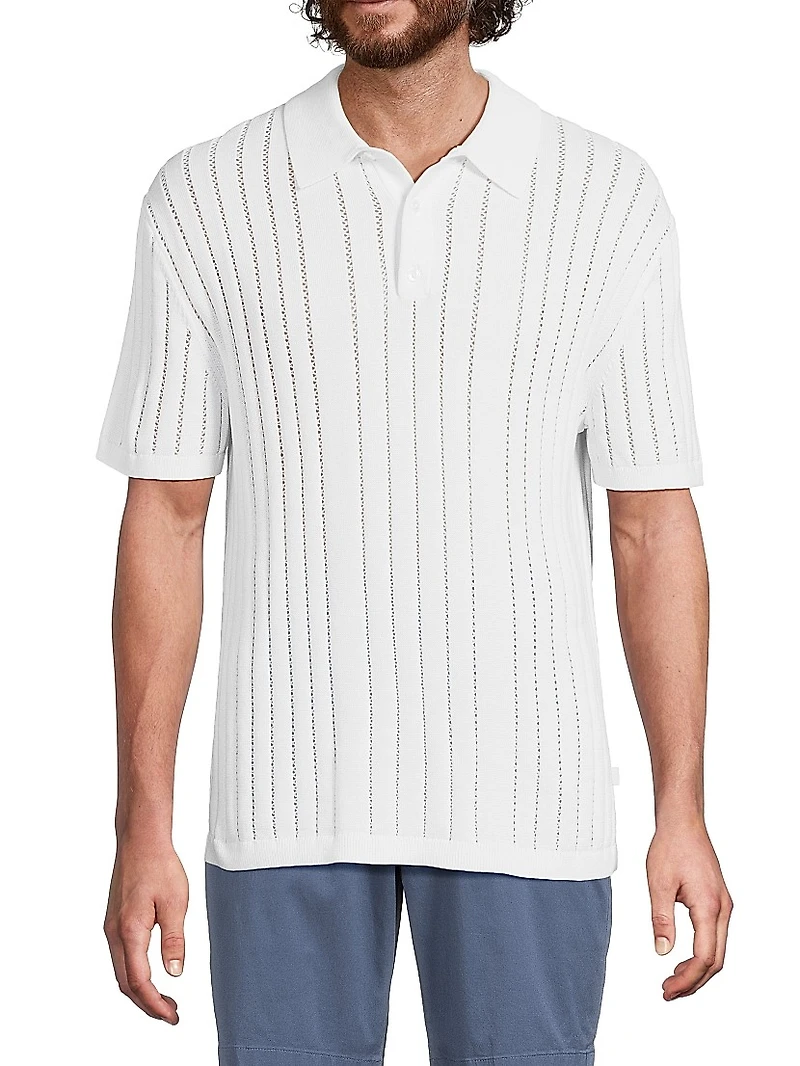 Pointelle Knit Polo Shirt