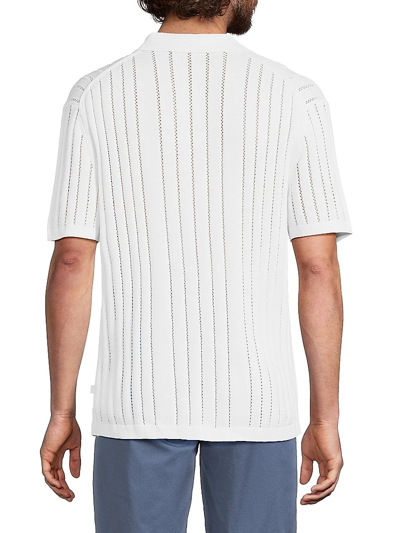 Pointelle Knit Polo Shirt