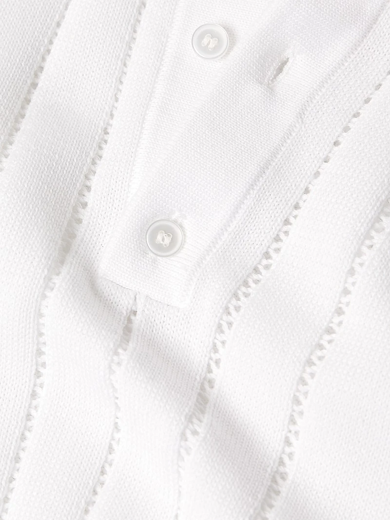 Pointelle Knit Polo Shirt