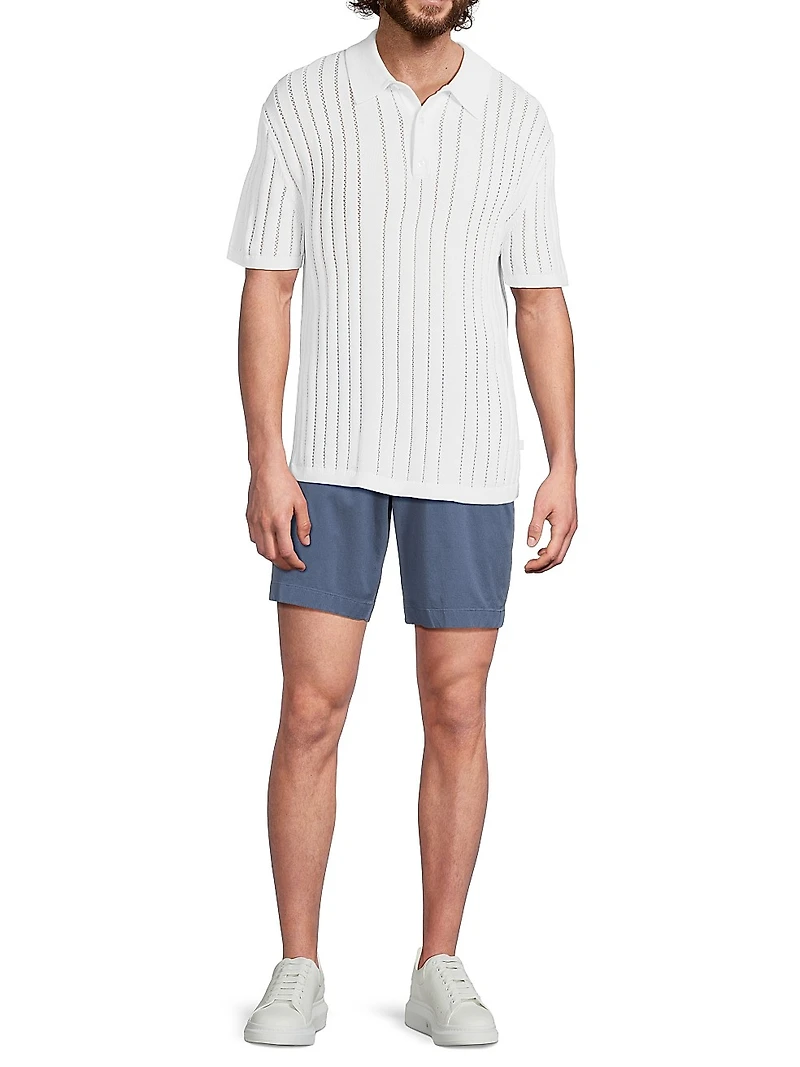 Pointelle Knit Polo Shirt