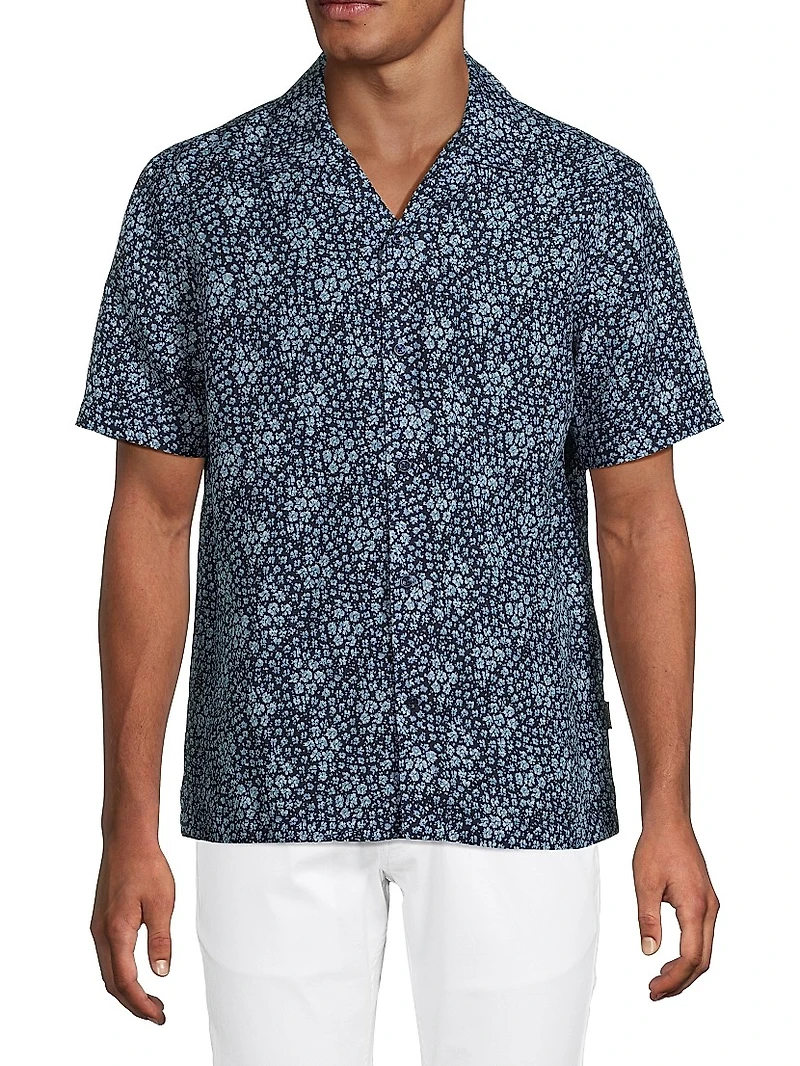 Micro Floral Chambray Shirt