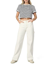 The Boxy Striped Cotton Crewneck T-Shirt