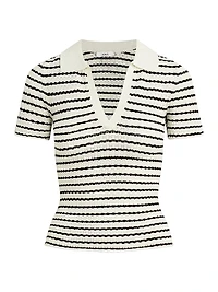 Jess Stripe Pointelle Polo Shirt