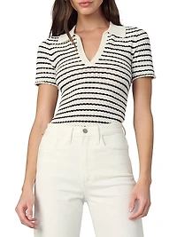 Jess Stripe Pointelle Polo Shirt