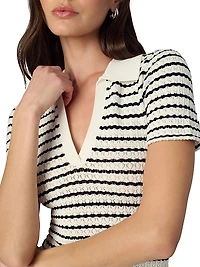 Jess Stripe Pointelle Polo Shirt