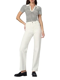 Jess Stripe Pointelle Polo Shirt
