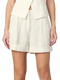 The Brody Tailored Pinstripe Linen-Blend Shorts