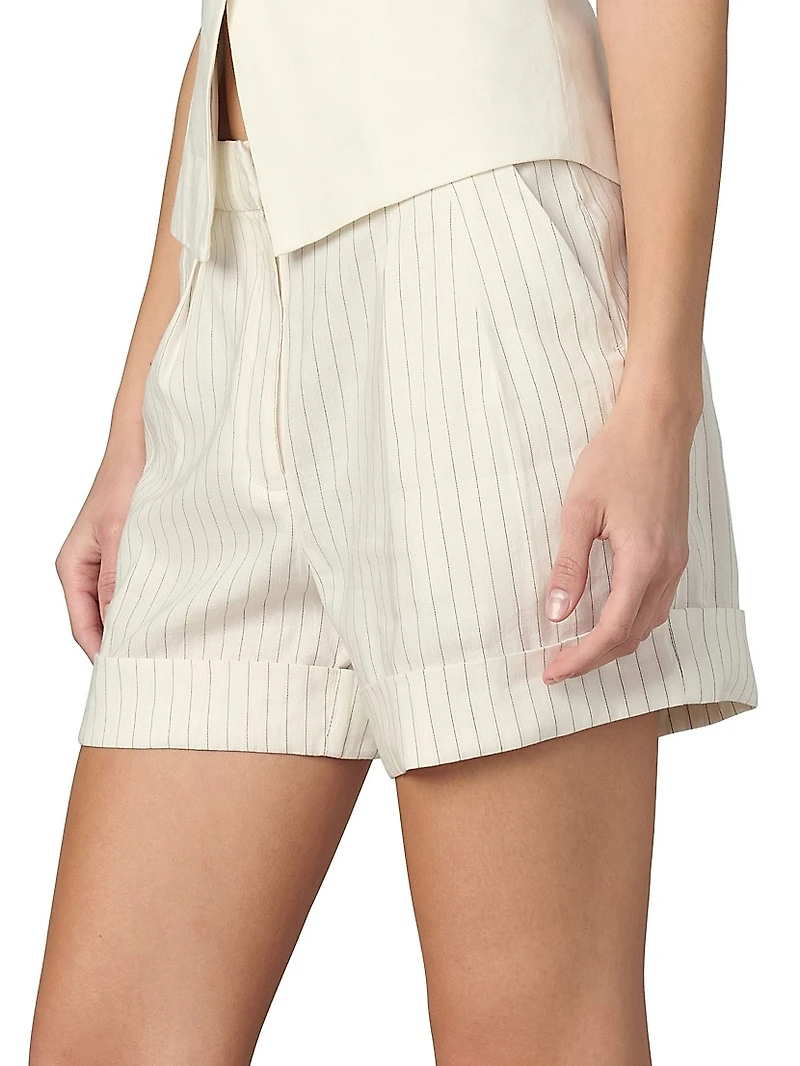 The Brody Tailored Pinstripe Linen-Blend Shorts