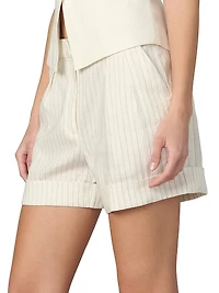 The Brody Tailored Pinstripe Linen-Blend Shorts