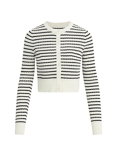 Dani Striped Pointelle-Knit Cardigan