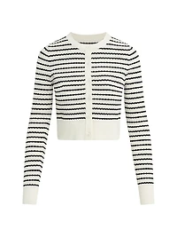 Dani Striped Pointelle-Knit Cardigan