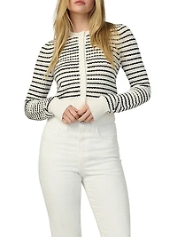 Dani Striped Pointelle-Knit Cardigan