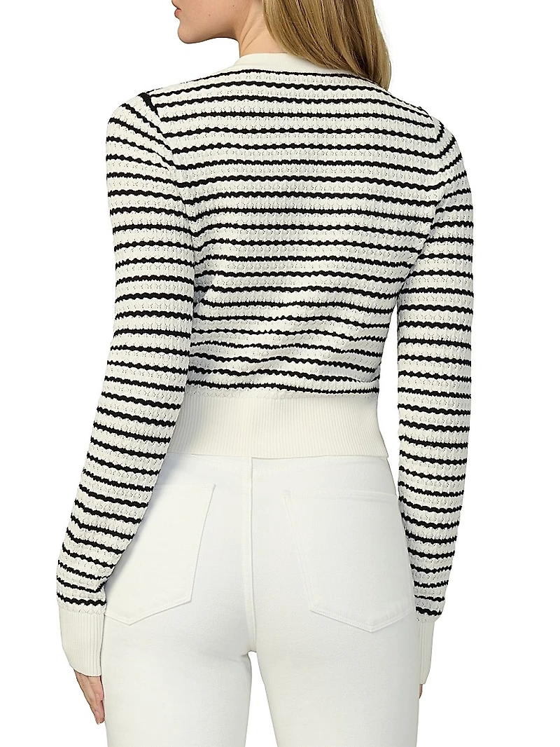 Dani Striped Pointelle-Knit Cardigan