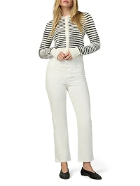 Dani Striped Pointelle-Knit Cardigan