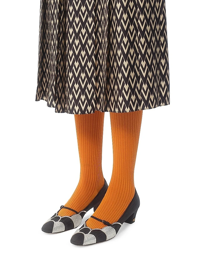 Bowow 45MM Pumps Moirè Fabric with Crystals