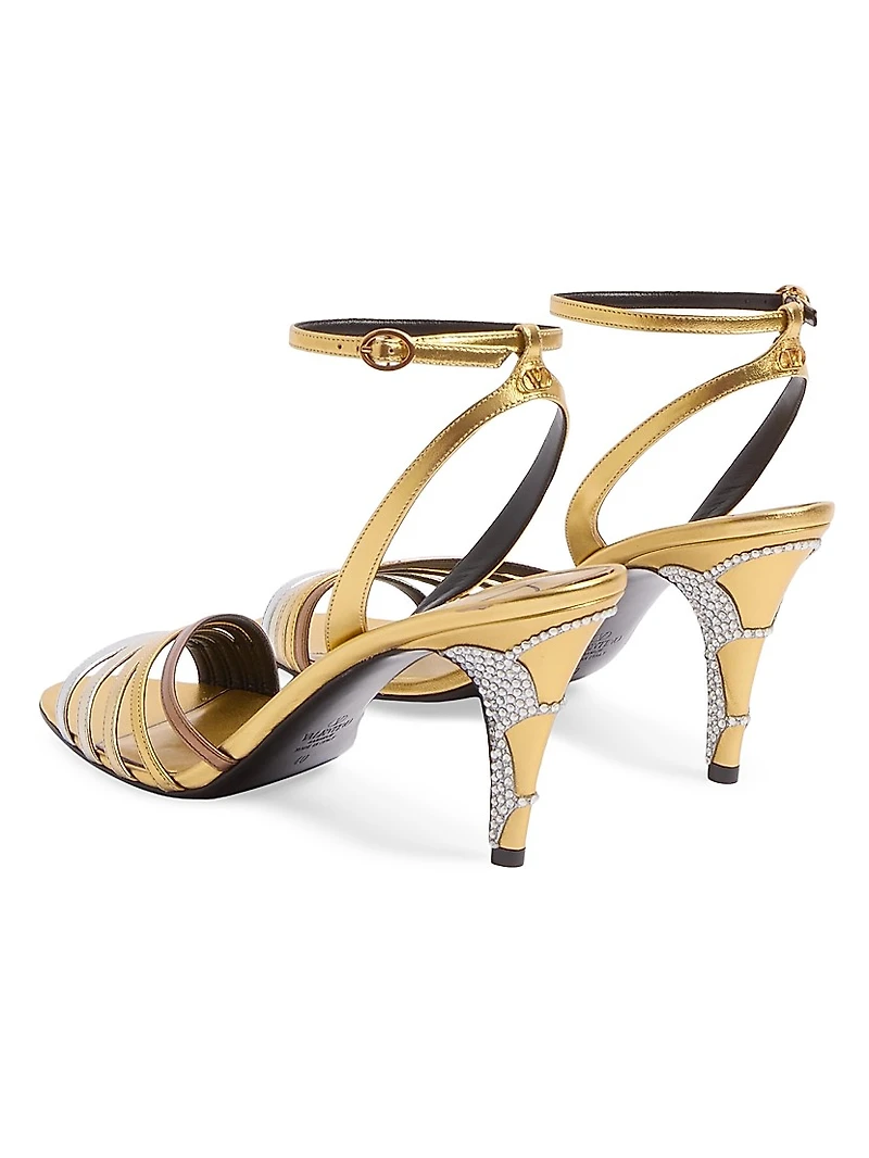 Ladycrush 85MM Sandals Laminated Nappa with Crystals