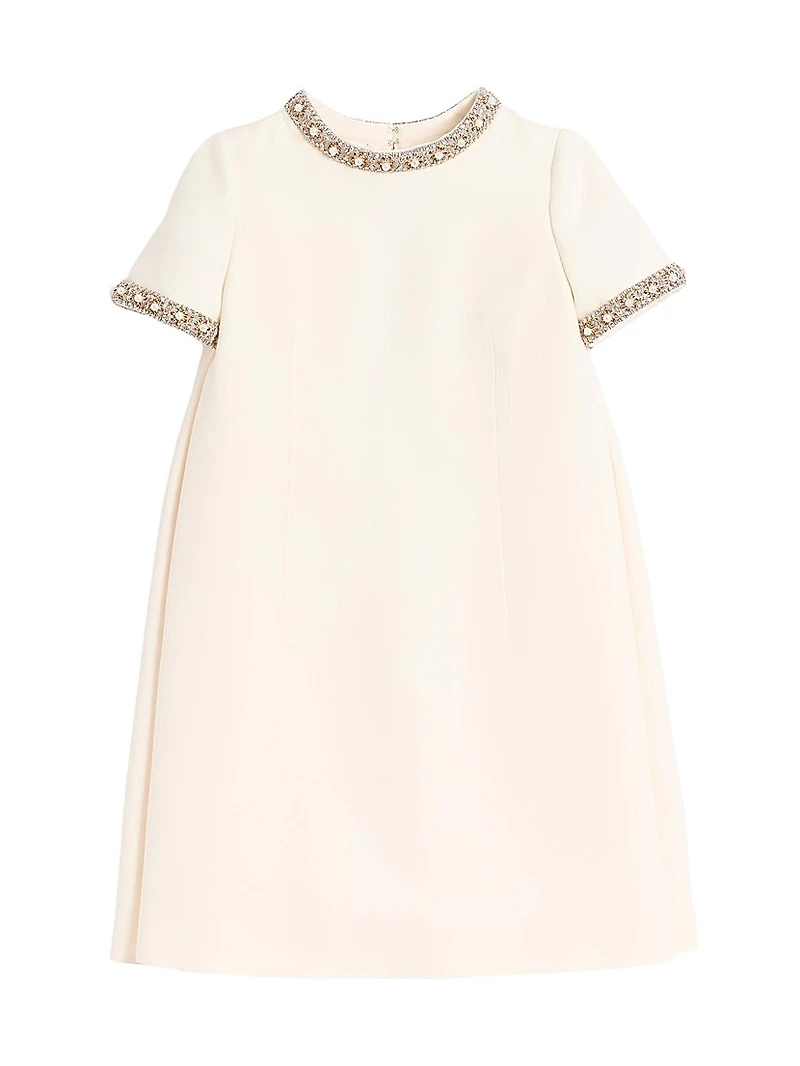 Embroidered Crepe Couture Short Dress