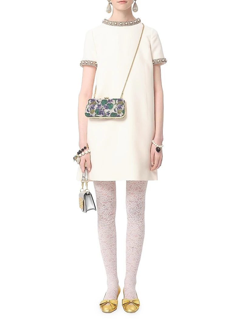 Embroidered Crepe Couture Short Dress