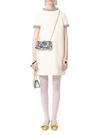 Embroidered Crepe Couture Short Dress