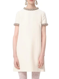 Embroidered Crepe Couture Short Dress