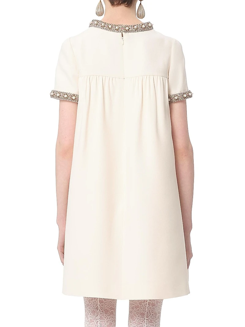 Embroidered Crepe Couture Short Dress