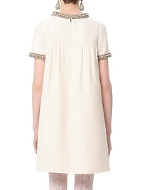 Embroidered Crepe Couture Short Dress