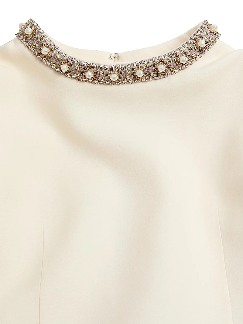 Embroidered Crepe Couture Short Dress