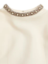 Embroidered Crepe Couture Short Dress