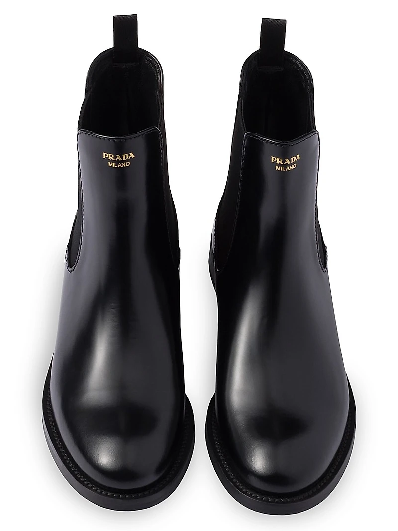 Brushed Leather Ankle Boots