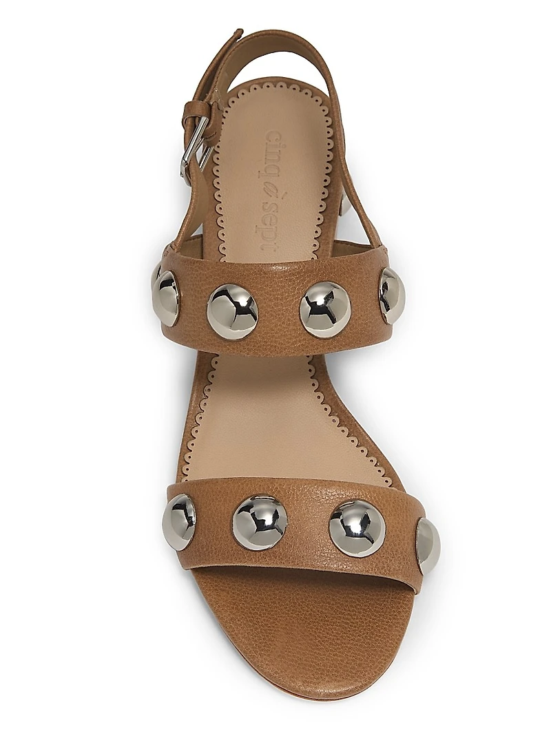 Gemma 45MM Studded Leather Block Heel Sandals