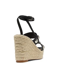 Georgia 115MM Studded Leather Espadrille Platform Wedge Sandals