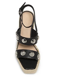 Georgia 115MM Studded Leather Espadrille Platform Wedge Sandals