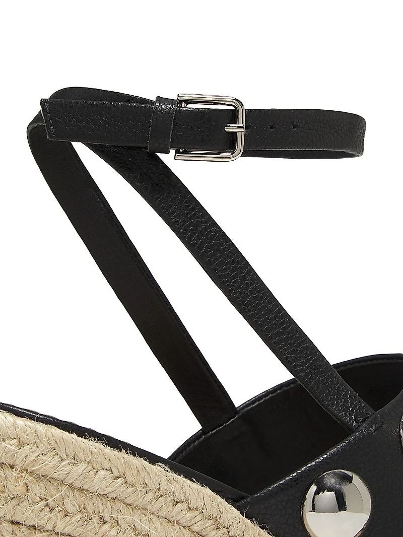 Georgia 115MM Studded Leather Espadrille Platform Wedge Sandals
