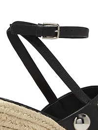Georgia 115MM Studded Leather Espadrille Platform Wedge Sandals