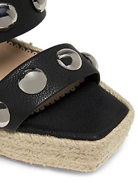Georgia 115MM Studded Leather Espadrille Platform Wedge Sandals