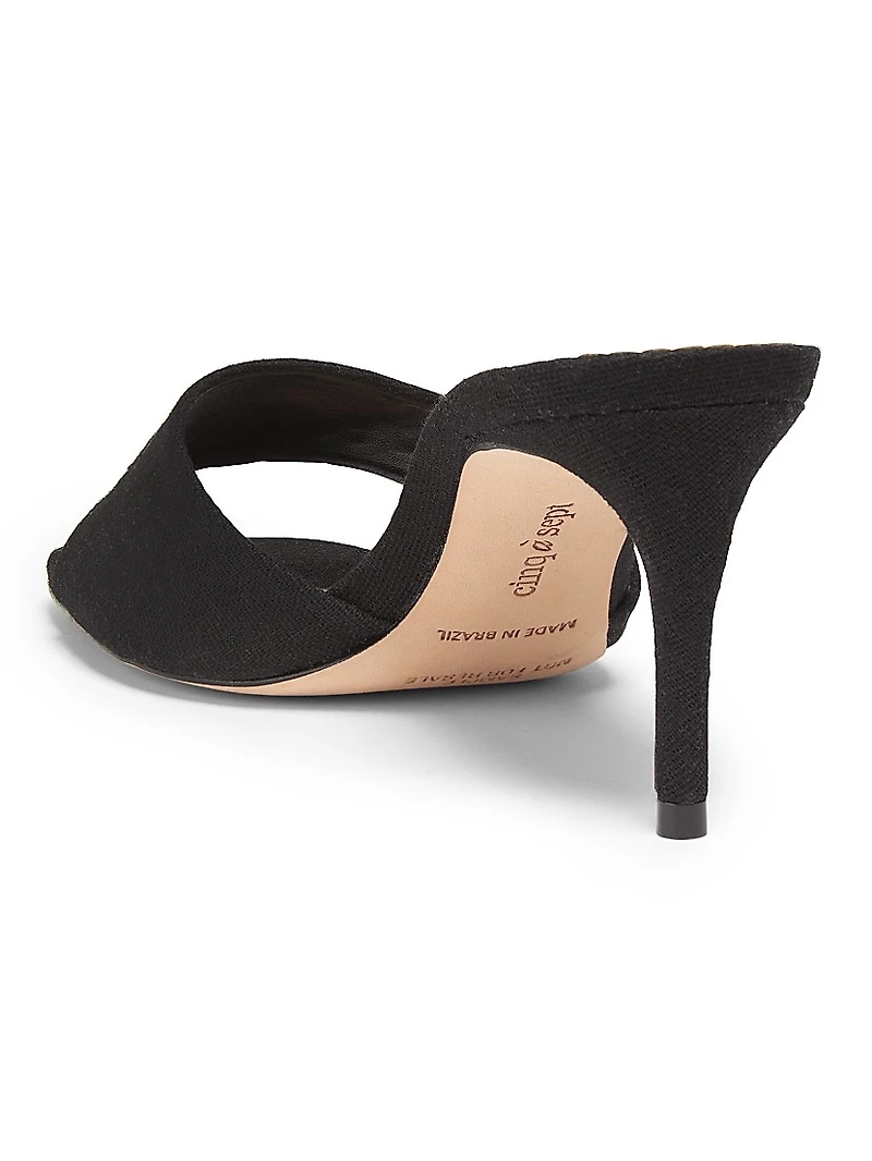 June 70MM Heatset Crystal-Embellished Linen Mules