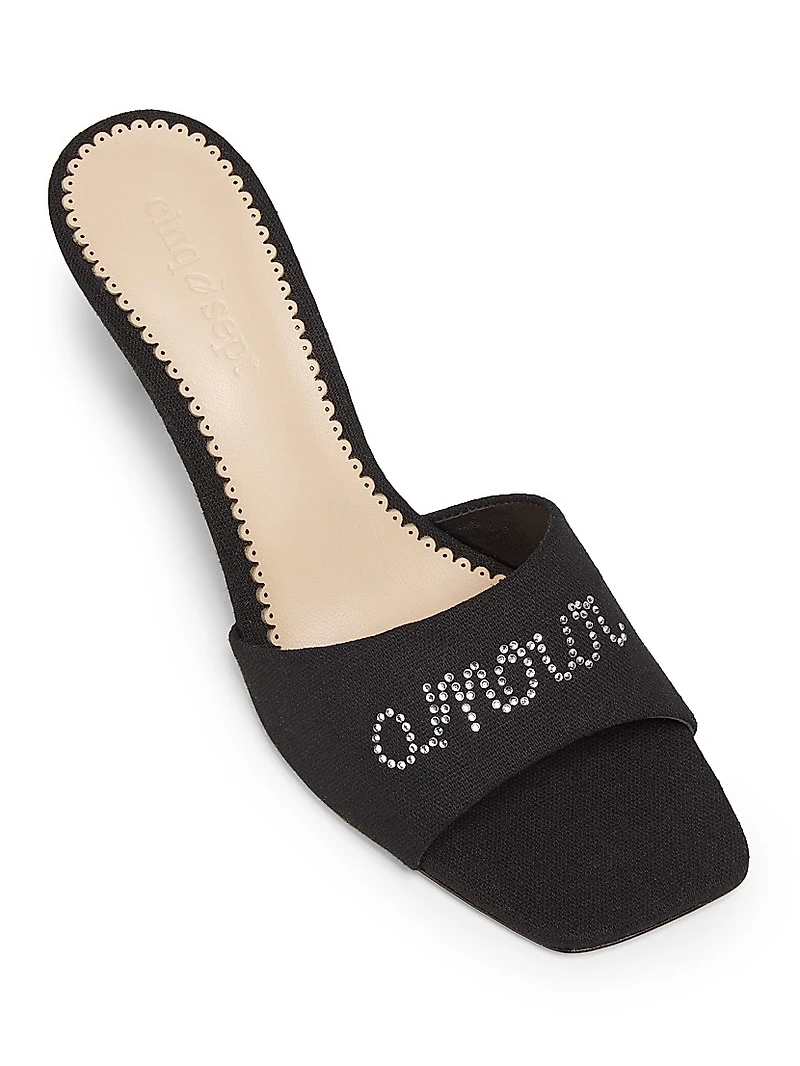 June 70MM Heatset Crystal-Embellished Linen Mules