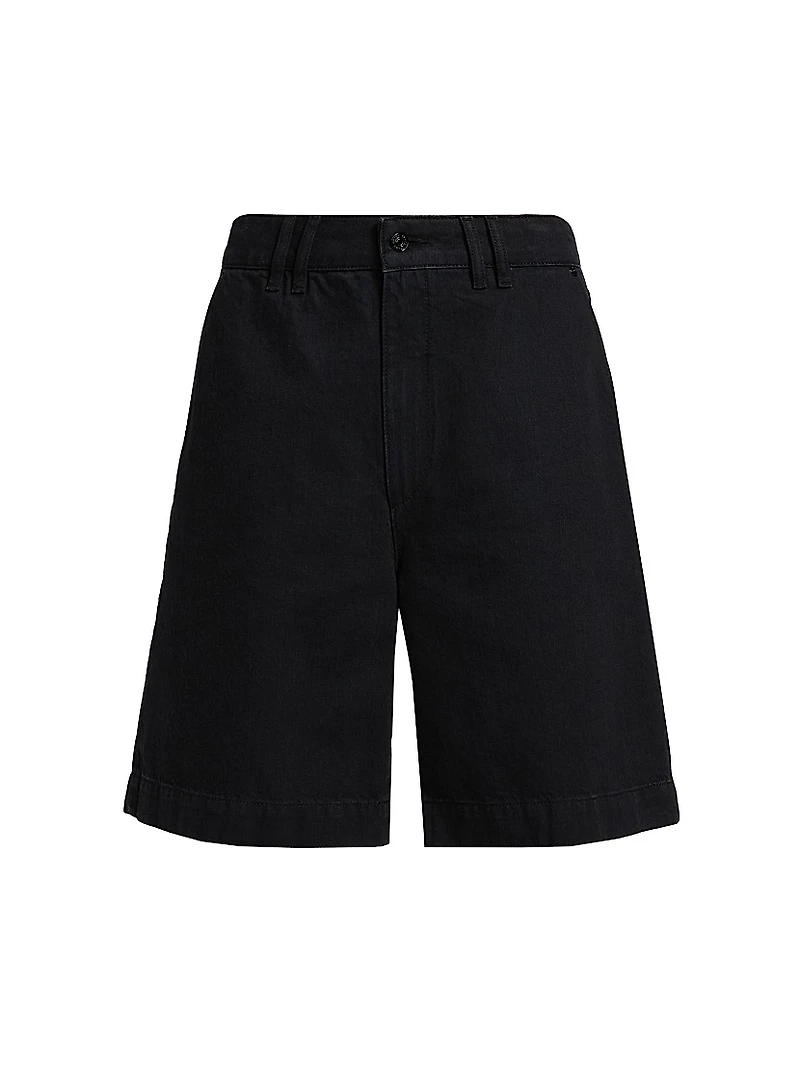 Classic High-Rise Denim Trouser Shorts