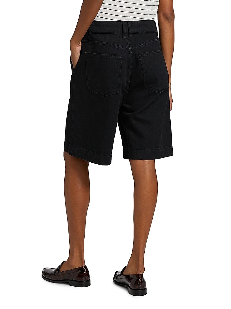 Classic High-Rise Denim Trouser Shorts