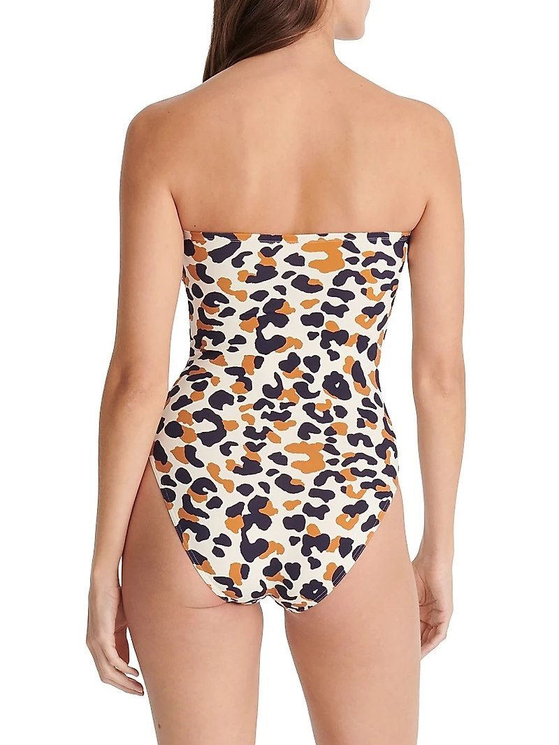 Posidonia Printed Bustier One-Piece Swimsuit