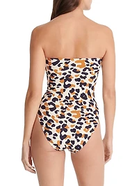 Posidonia Printed Bustier One-Piece Swimsuit