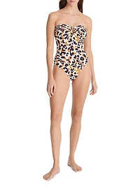 Posidonia Printed Bustier One-Piece Swimsuit