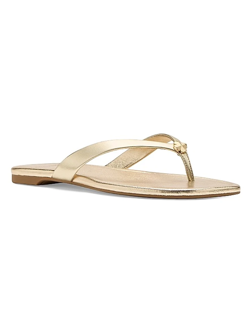 Spade Flower Leather Flip-Flops
