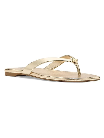 Spade Flower Leather Flip-Flops