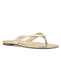 Spade Flower Leather Flip-Flops