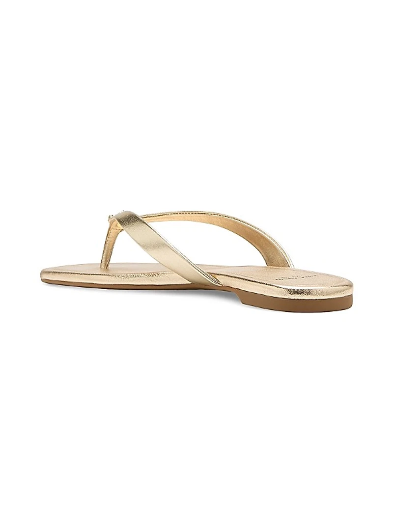 Spade Flower Leather Flip-Flops