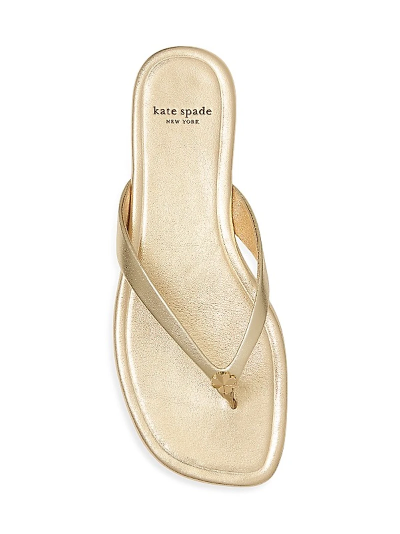 Spade Flower Leather Flip-Flops