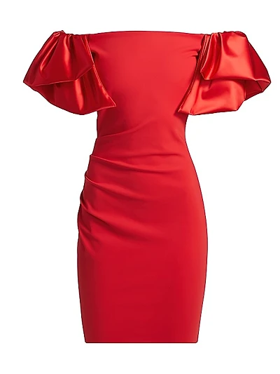 Ocura Satin Off-the-Shoulder Minidress