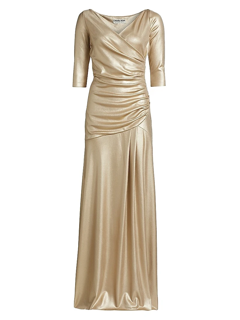 Koichi Metallic Draped Gown